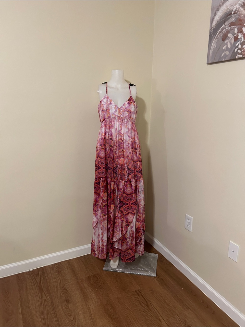 a.n.a Pink Multi-Print Spaghetti Strap Maxi Dress